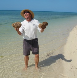 Bill beachcombing in the Marquesas.
